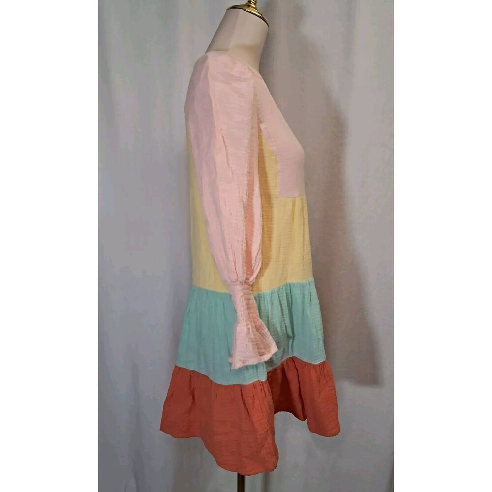 Tuckernuck Pomander Place Kenzo Tiered Crepe Colorblock Mini Dress Size XS - Picture 4 of 12